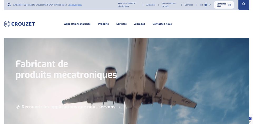 Page d’accueil du site Crouzet
